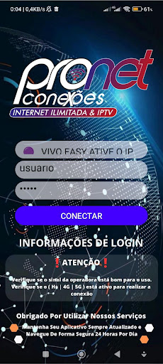 Android application PRONET CONEXÕES screenshort