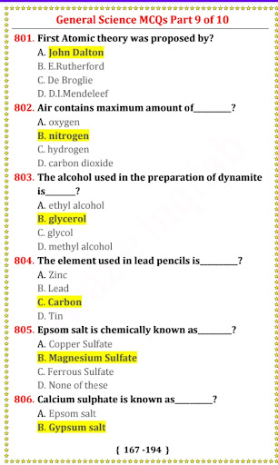 General Science MCQs offline