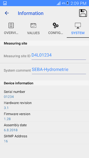 Android application SEBA ConfigApp screenshort