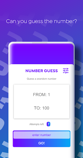 Android application Number Guess screenshort