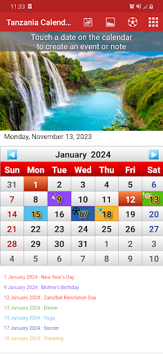 Android application Tanzania Calendar 2024 screenshort
