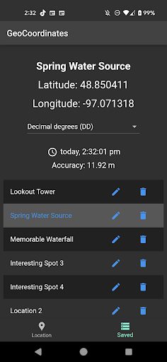 GeoCoordinates Screen 2