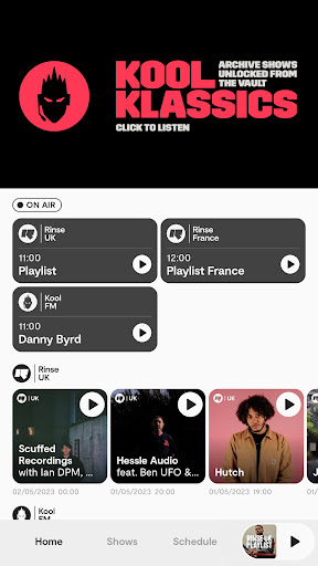 Android application Rinse FM screenshort
