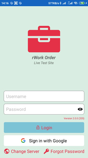 Android application Work Order screenshort