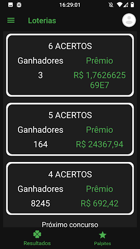Resultados da Loteria Screen 3