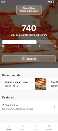 Android application Rizzo's Pizza screenshort