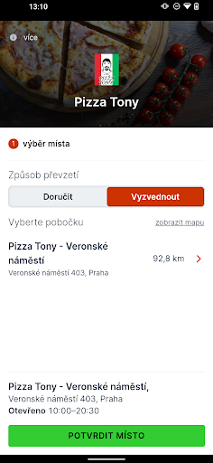 Android application Pizza Tony Praha screenshort
