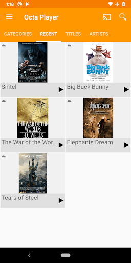 Android application Octa Player screenshort