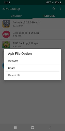 Apk Backup & Restore - Tool Screen 2