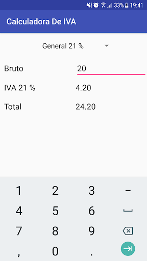 Android application Spanish tax calculator VAT / I screenshort
