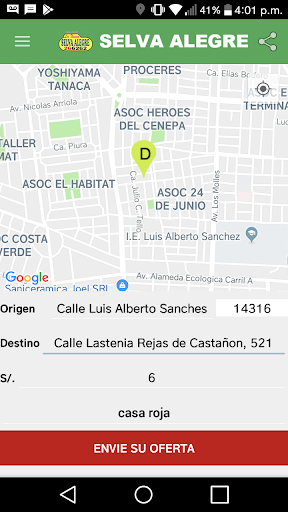 Android application Taxi La Nueva Selva Alegre screenshort