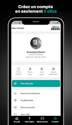 Android application OnzeBarré : 100% covoiturage screenshort