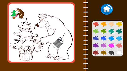 Little Girl and Bear Coloring