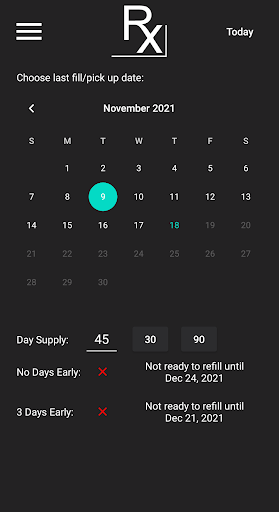 Rx Corner - Calendar Screen 3