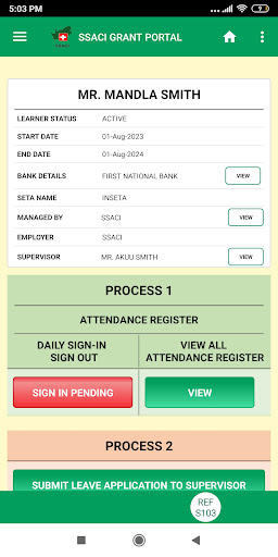 SSACI GRANT PORTAL Screen 2