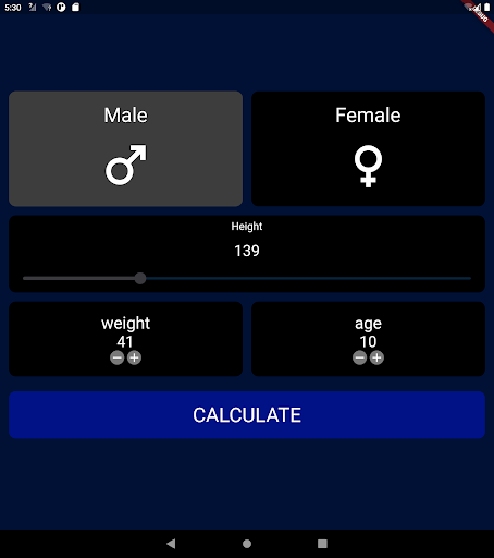 BMI Calculator Screen 3
