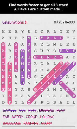 Android application Super Word Search Puzzles screenshort
