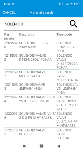 Android application Festo Energy Saving Services screenshort