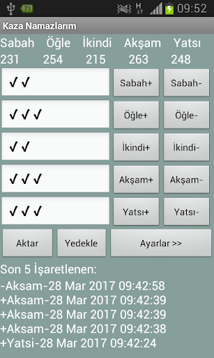 Android application Kaza Namazlarım screenshort