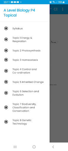 Android application A Level Biology P4 Topical screenshort