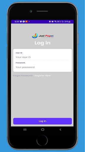 Android application JUSTPAYON screenshort