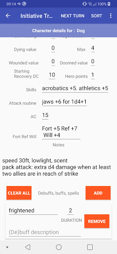 Pathfinder 2 Combat Tracker Screen 3
