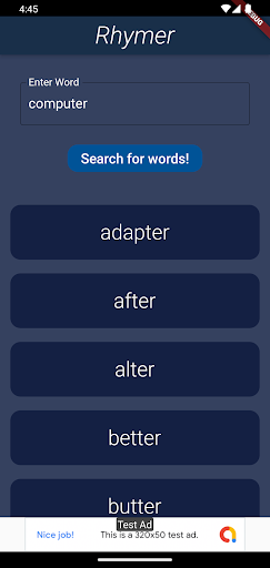 Rhymer: Rhyming words finder Screenshot 3 - AppWisp.com