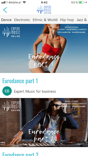 Android application ExpertMusic dla biznesu Polska screenshort