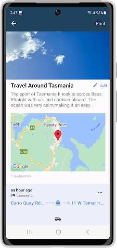 Android application Oz Travel Diary screenshort