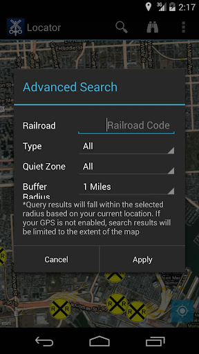 Rail Crossing Locator Screen 3