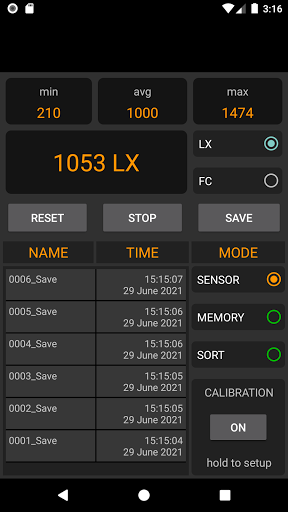 Android application Lux Meter ( Light Meter ) screenshort