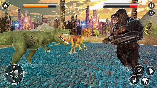 ゴリラ対恐竜の大暴れ攻撃