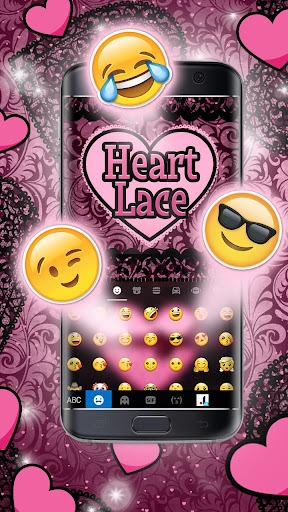 Pink Lace Heart Keyboard Theme Screen 3