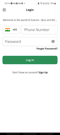 Android application Science MCQ Quiz screenshort