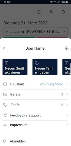 powerfox home Screen 2