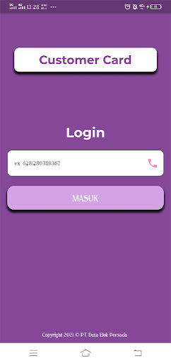 Android application DEP Customer Card System screenshort