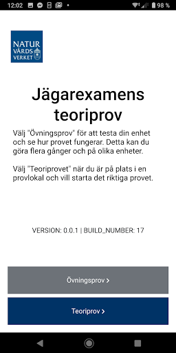 Android application Teoriprov för jägarexamen screenshort