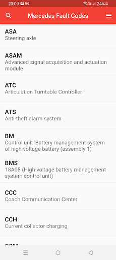 Android application Mercedes Trucks Fault Codes screenshort