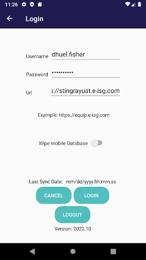Android application eQuip Mobile screenshort