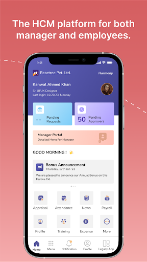 Android application HARMONY HCM Solution screenshort