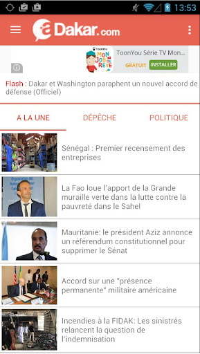 Android application aDakar.com screenshort