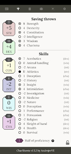 CharSheets Screen 2