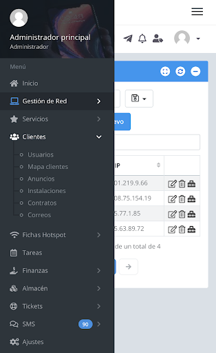 Android application Mikrowisp Admin screenshort