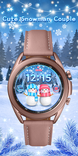 Android application Cute Snowman Couple_Watchface screenshort