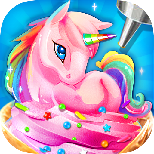 Rainbow Unicorn Ice Cream Food logo
