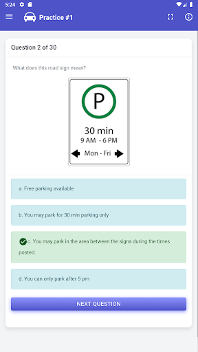 Android application Alberta Driving Test - Class 7 screenshort