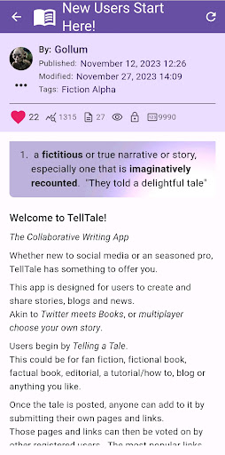 TellTale: Creative writing Screen 2