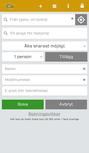 Android application Taxi Skövde screenshort