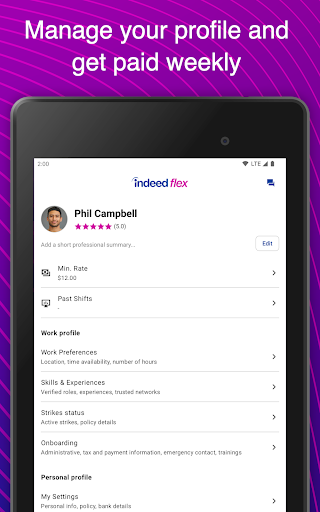 Screenshot of Indeed Flex