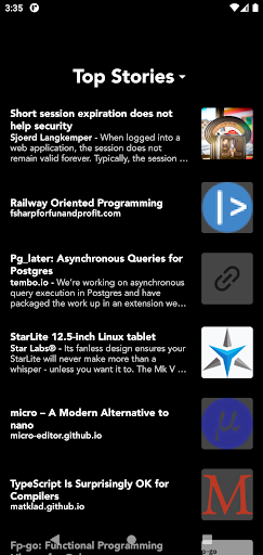 Android application Cheddar for Hacker News screenshort